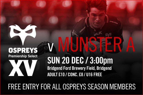 bridgendravens's tweet photo. Sunday.. Regional rugby returns to Bridgend. 

@ospreys PS v @Munsterrugby A • BFBF • 3pm https://t.co/m8hVlQUe2e