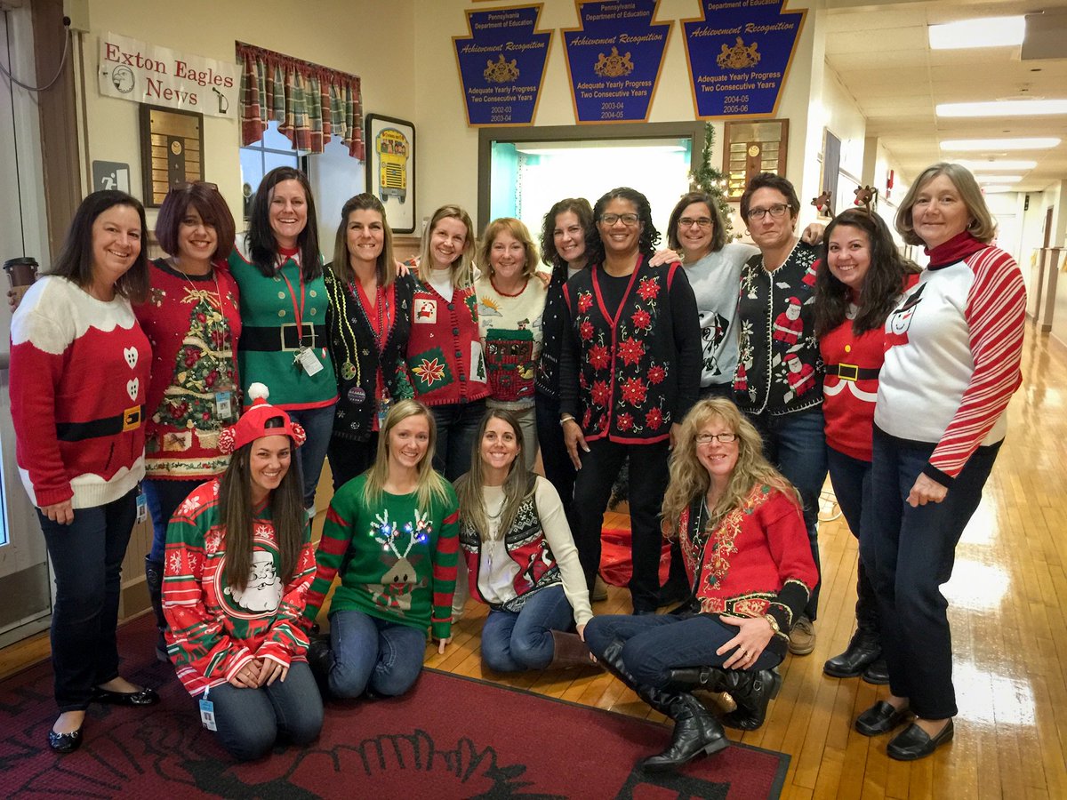 WestChesterASD's tweet image. It&apos;s #UglyHolidaySweater day at #ExtonES!