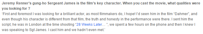 UnofficialJR_PR's tweet photo. #DirectorsOpinion #KathrynBigelow on hiring @Renner4Real for #HurtLocker without meeting him https://t.co/Z6WujnjGzN https://t.co/0FXhxPxrYx