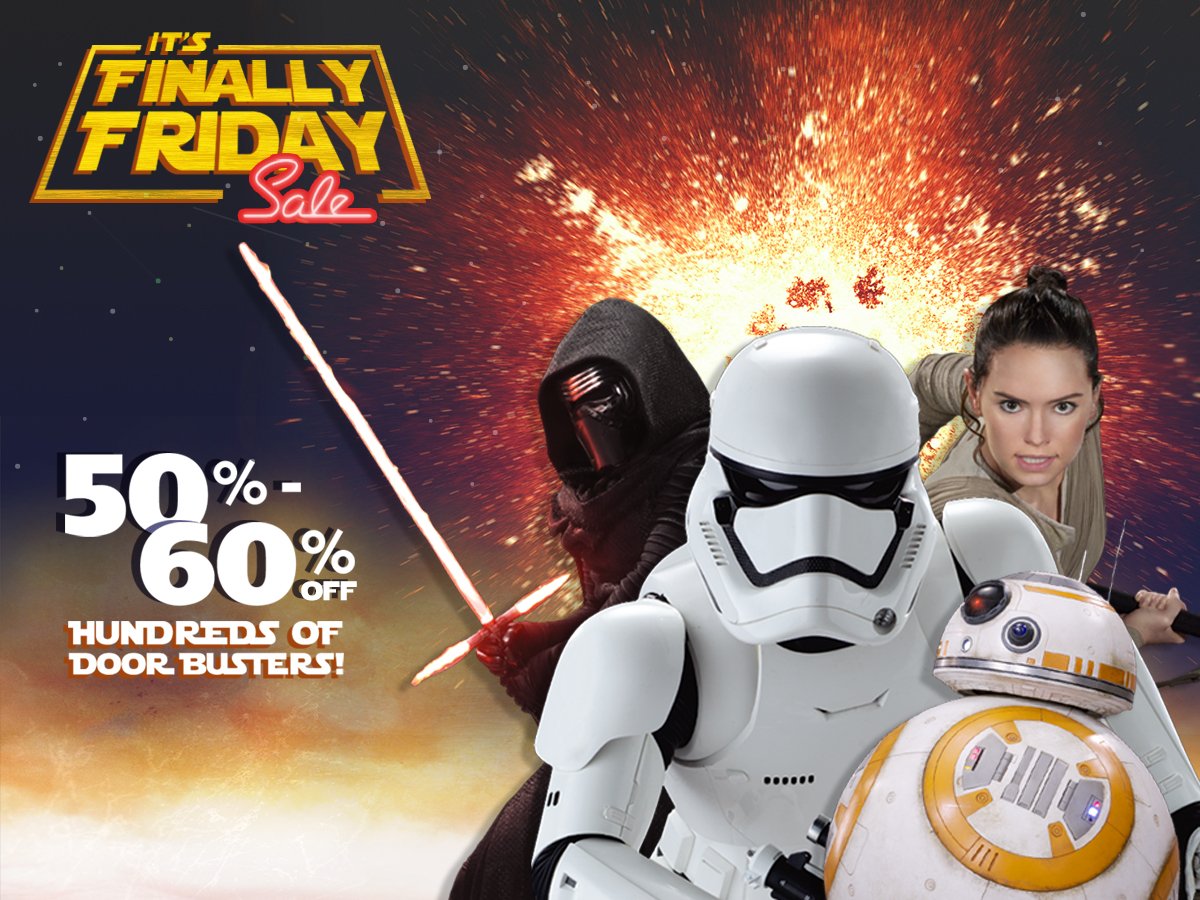 Fathead's tweet photo. It's finally Friday &amp; we're celebrating with a 1 DAY ONLY sale! Shop now -- https://t.co/QoRmKejuz2 #StarWars https://t.co/oYmYKtaUTR