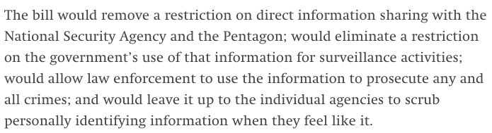 theintercept's tweet photo. Here's what #CISA being passed means for your privacy: https://t.co/UaeD5Gqv8E https://t.co/ZDm4m1dnIr