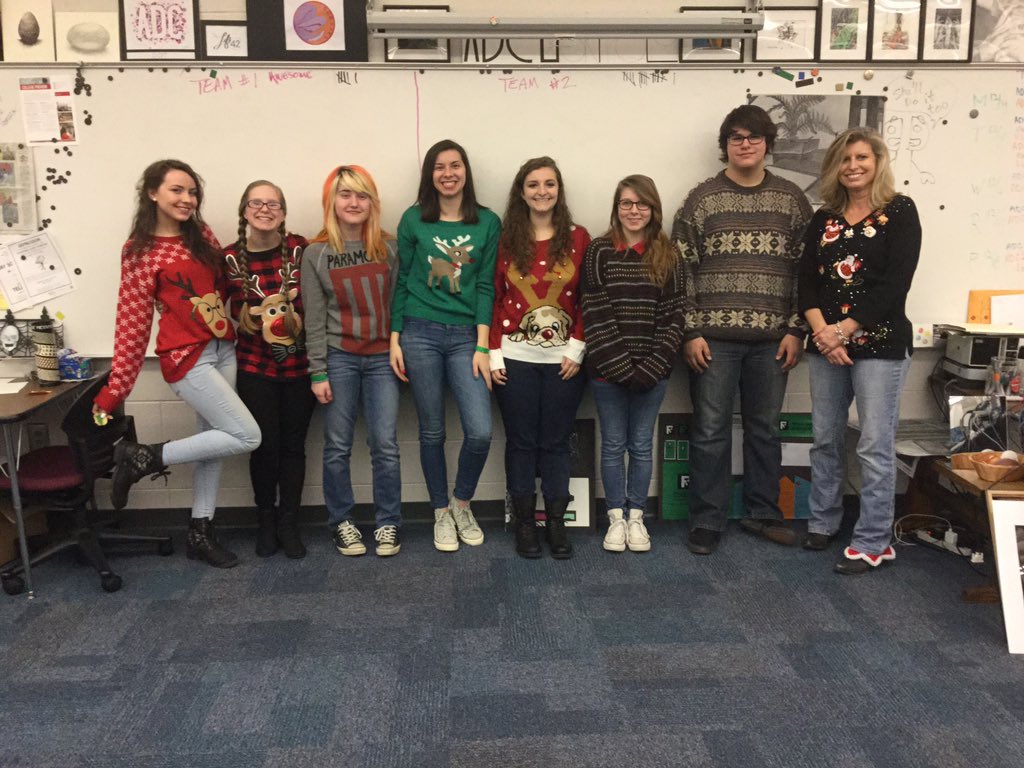 Smith_ADC's tweet photo. Ugly sweater day at Tolles Art program https://t.co/CdgUwy47Ei