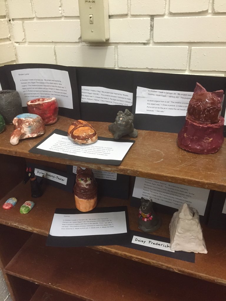 owen_gonder's tweet photo. Ms.Reed's art classes explore Egypt. #Cascadecommunity #canopicjars https://t.co/Vs0OESZUqO