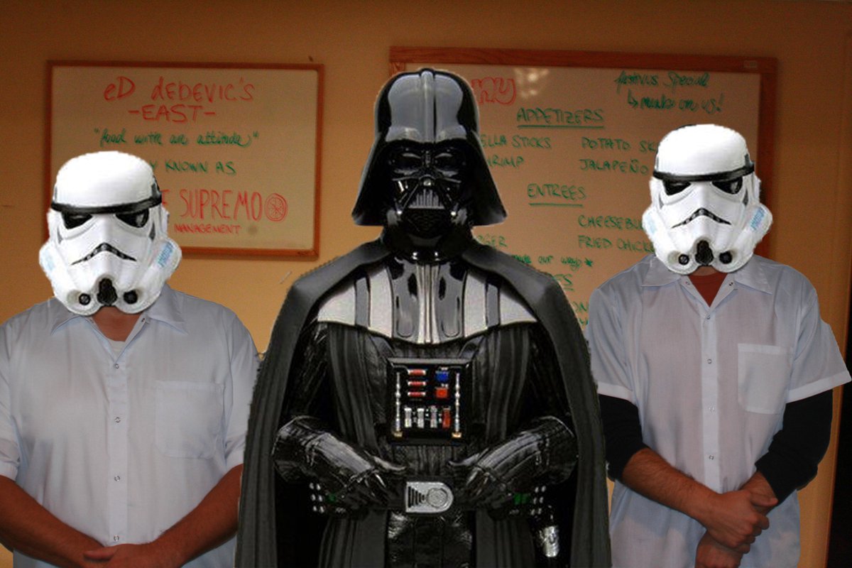 eddebev2k's tweet photo. It's official. Darth Vader declared that we have the best burgers in the galaxy! #TheGrillAwakens https://t.co/N0YrWNnCAY