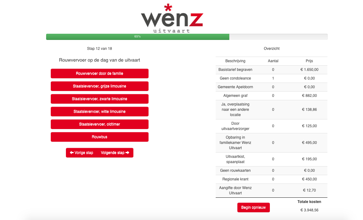 Volgende week primeur! Als eerste uitvaartondernemer een kostencalculator op de website. #transparant