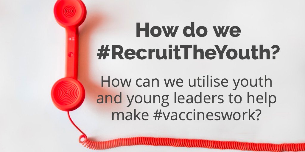 Vaccines's tweet image. All day today, we want to hear your ideas! How do we #RecruitTheYouth to help make #vaccineswork better, faster?
