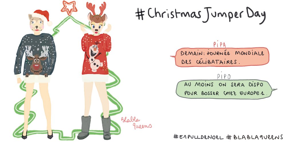 blablaqueens's tweet photo. @Europe1 @ThomasSotto On envoie à qui nos CVs? #ChristmasJumperDay #E1PullDeNoel https://t.co/DgFngVSNH9