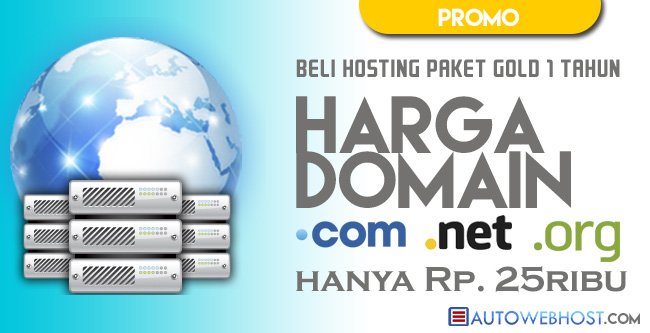 Harga Domain .COM .NET &amp; .ORG hanya Rp.25ribu, cukup beli #Hosting Paket Gold selama 1tahun- autowebhost.com/client/cart.ph…