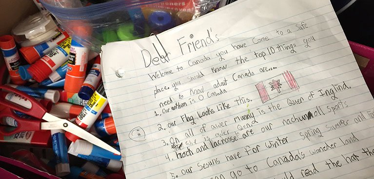 Ponsonby students wrote letters to Syrian children as part of the Build a Backpack campaign ow.ly/W4PlW