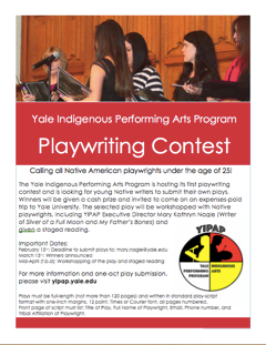 MKNAGLE's tweet image. #YIPAP announces new Playwriting Contest for #NativeYouth yipap.yale.edu/playwriting-co… #InsteadofRedface #Nativeawesome