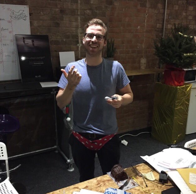 Congrats @blazefeed for smashing your stretch goal &amp; giving us the pleasure of <a href="/phil_ellis/">Pellis</a> in reindeer pants 🎄