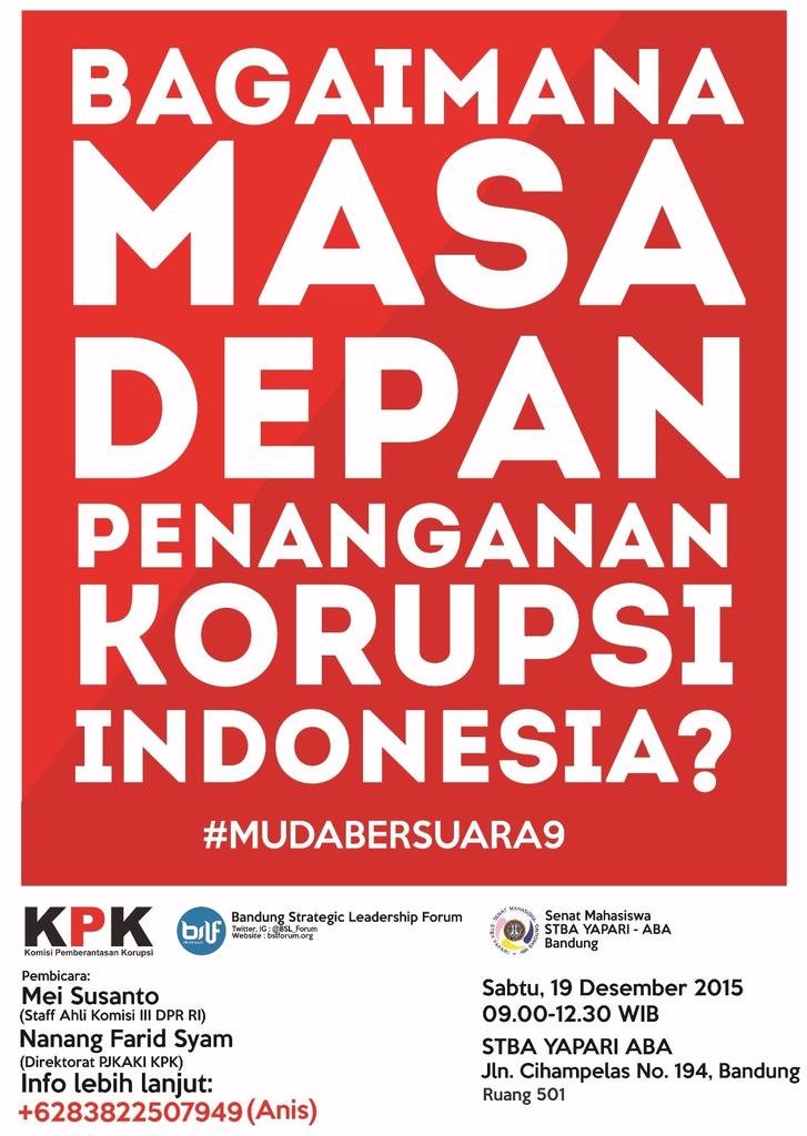 BSL_Forum's tweet photo. Hayooo Jangan Lupa Jam 9 Ini yaa ??? cc @KPK_RI @udayusuf @rihandaulah @infobdg @ridwankamil @sahabatICW https://t.co/ZfTuR6FSxG