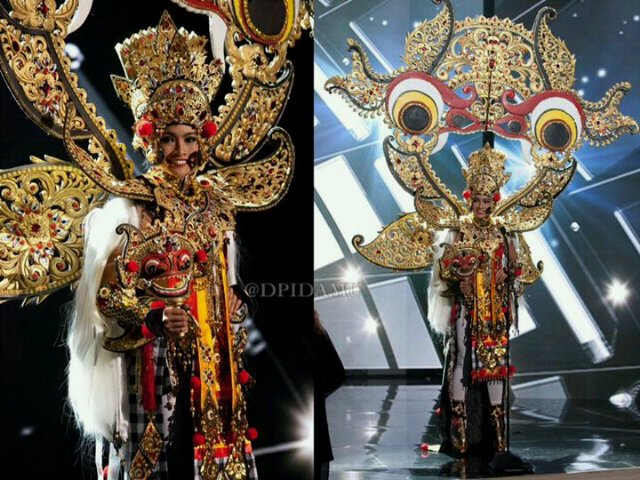 DodiMoch's tweet photo. "Mythical Eye Of Barong " Culture From Bali ID @MissUniverse #MissUniverse #MissUniverseIndonesia #NationalCostume https://t.co/u7y85uUW8u