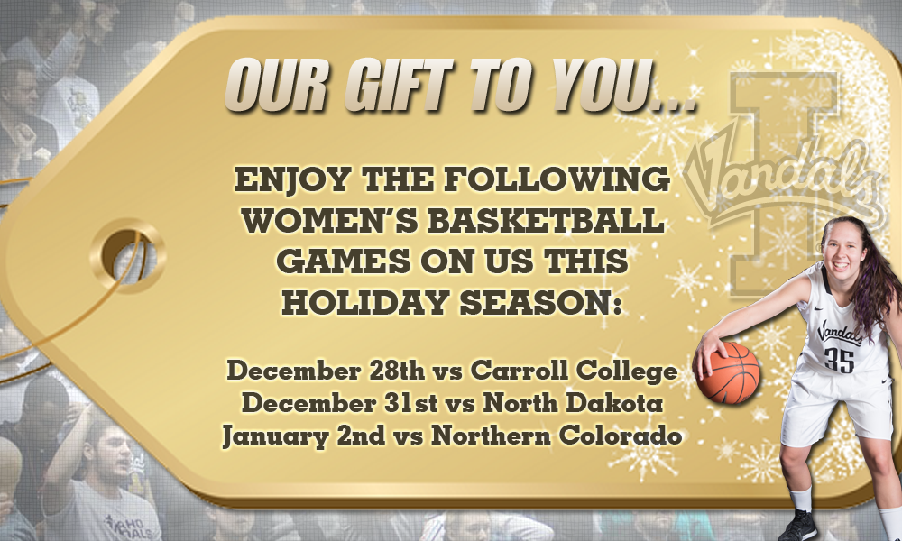 Idaho_Vandals's tweet photo. Holidays are happier with free basketball! Catch some @VandalsWBB on us during Family FREE Week. #GoVandals https://t.co/YnXOnUuA0A
