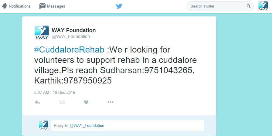 WAY_Foundation's tweet photo. @Surya_Offl : Please help us in finding volunteers to rehab cuddalore villages https://t.co/P0Qx8Ok4bR