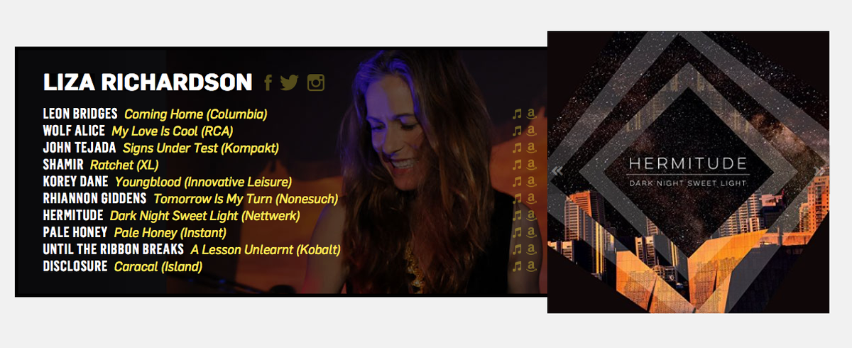 Thanks <a href="/maddollliza/">Liza Richardson</a> for including our album #DarkNightSweetLight on your #BestOf2015 top 10 list!