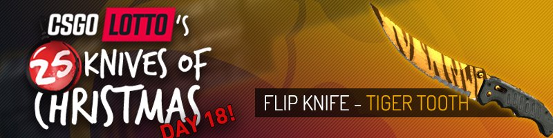CSGOLotto's tweet image. DAILY KNIFE GIVEAWAY!

Flip Knife Tiger Tooth

RT+Follow, more ways to enter here: goo.gl/z0PRFv

GLHF!