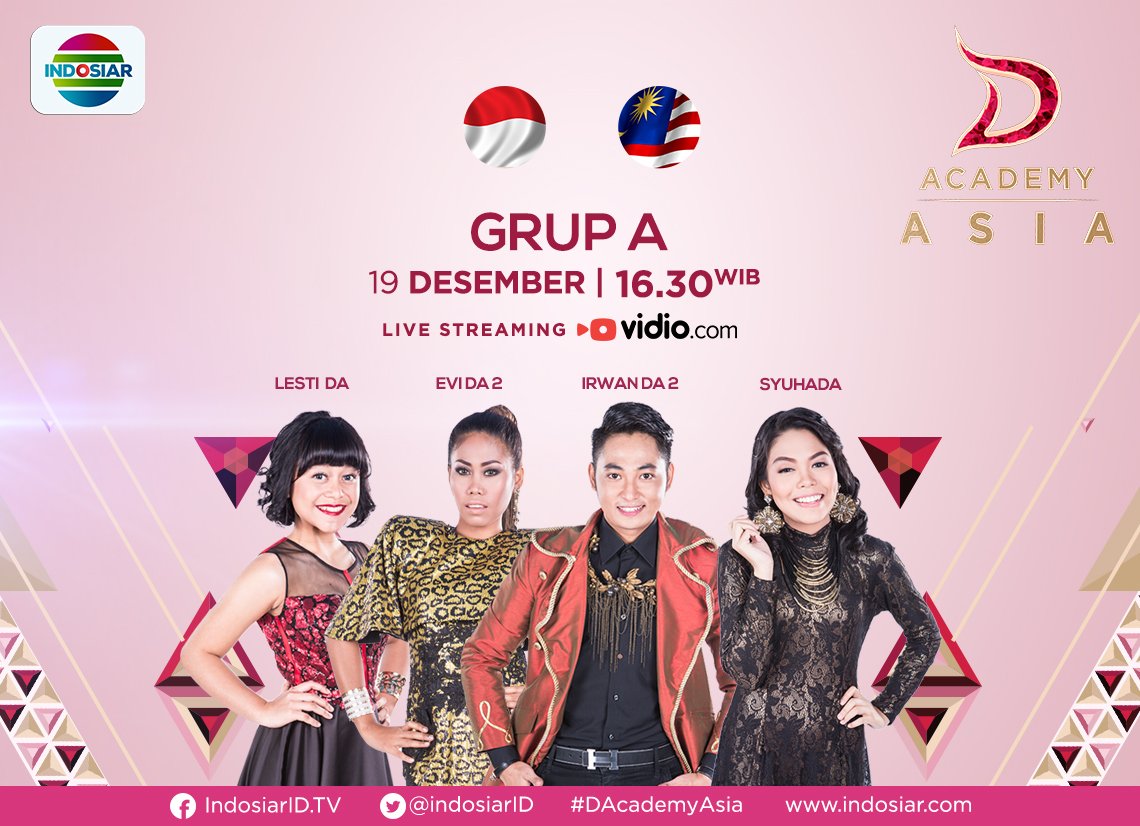 Indosiar's tweet photo. Yakin jagoan kamu lolos ke ababk #DAcademyAsia? Nonton konser result Grup A pkl 16.30 WIB https://t.co/ZVm4zRAQcL