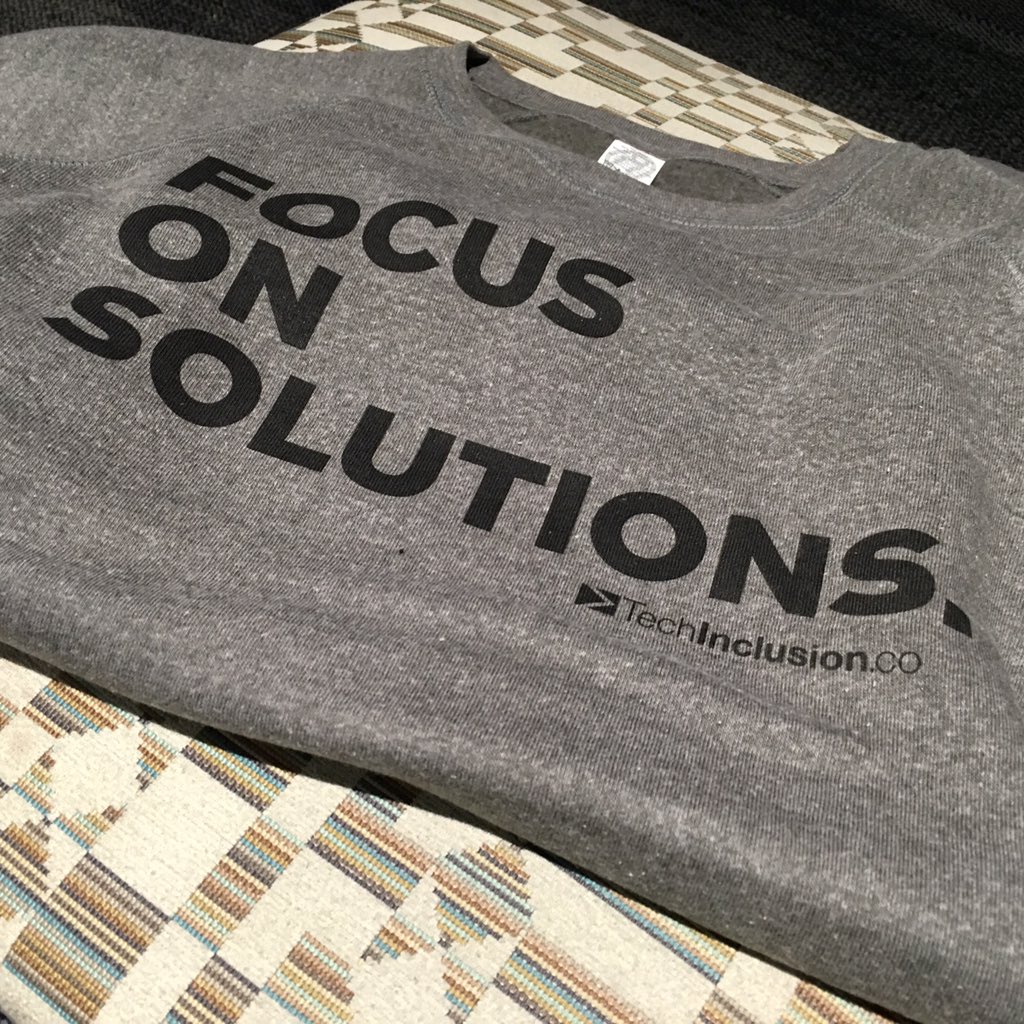 techinclusionco's tweet image. The #techinclusion15 Holiday Party Swag has arrived &quot;Focus on Solutions&quot; sweatshirts for 1st 80 w/ @WomenTechmakers