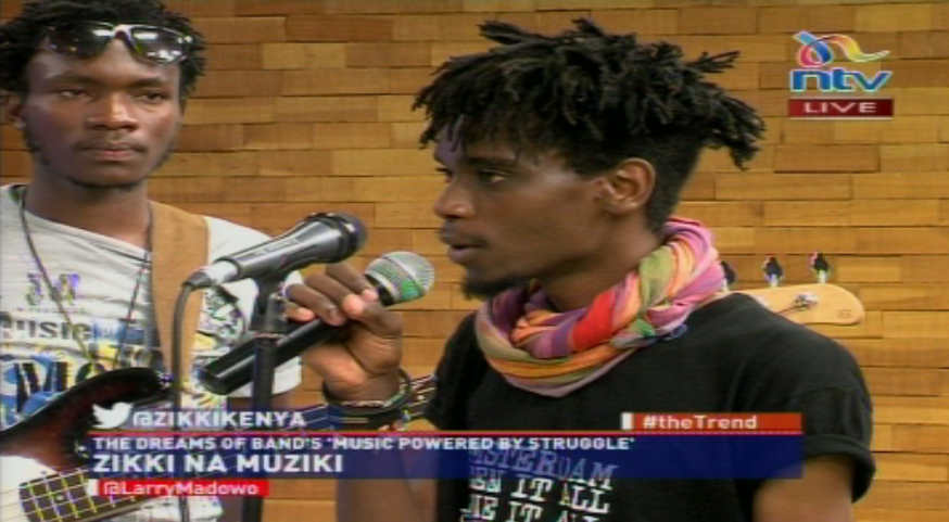ntvkenya's tweet photo. Zikki band: Jaguar was passing by and fell in love with our song #theTrend @LarryMadowo @AnnOkumu https://t.co/3cwHu2Zo91