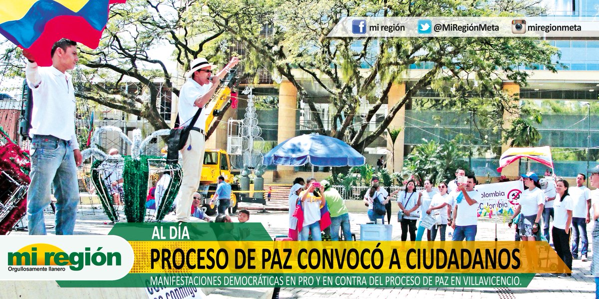 MiRegionMeta's tweet photo. Manifestaciones en pro y en contra del proceso de paz en #Villavicencio. ➔ https://t.co/lytMuX0LT4 https://t.co/VAnVXmXYom