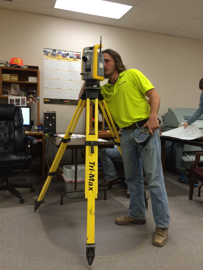 Running tests in the office with our newest <a href="/TrimbleCorpNews/">Trimble Inc.</a> total station. #surveying
