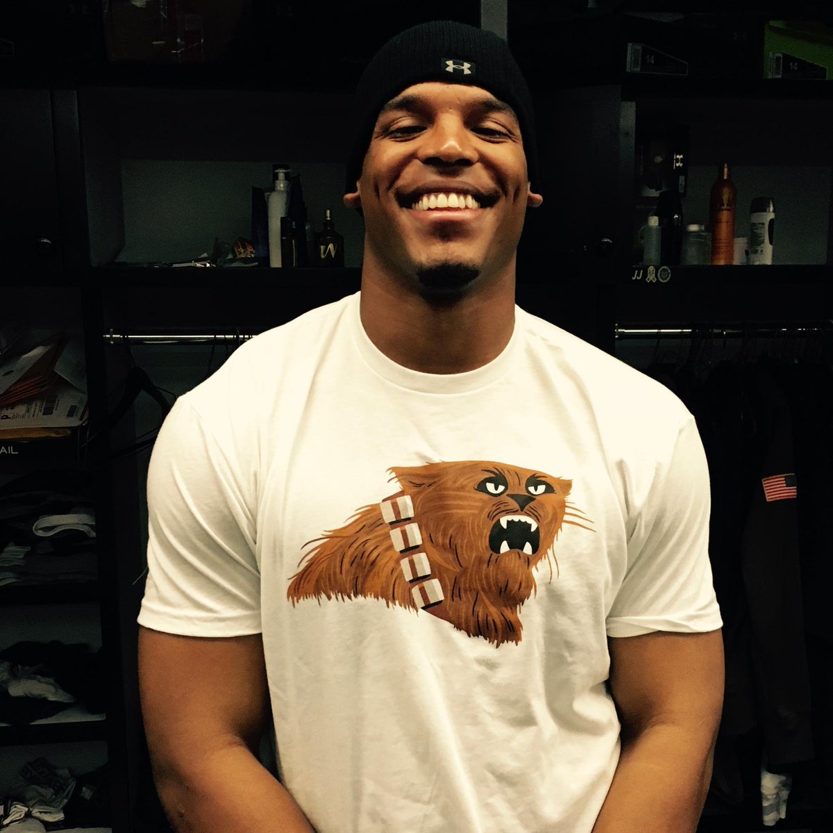 Panthers's tweet photo. Great shirt for a great cause! Pick up your #purrbacca shirt &amp; help give kids a 2nd chance! https://t.co/B0tdJDtpS6 https://t.co/Qx45LJHvEK