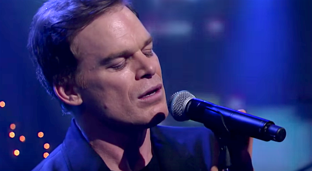 pitchfork's tweet photo. Dexter's got pipes—watch Michael C. Hall perform David Bowie's "Lazarus" on @colbertlateshow https://t.co/tsSEQ4lnQE https://t.co/BTVyyExIro