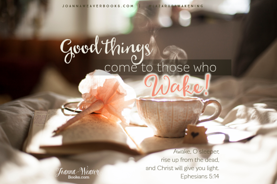 JoannaWeaverBks's tweet photo. Good things come to those who wake! (Ephesians 5:14) #LazarusAwakening @JoannaWeaverBks https://t.co/yMKO8Lu9M7