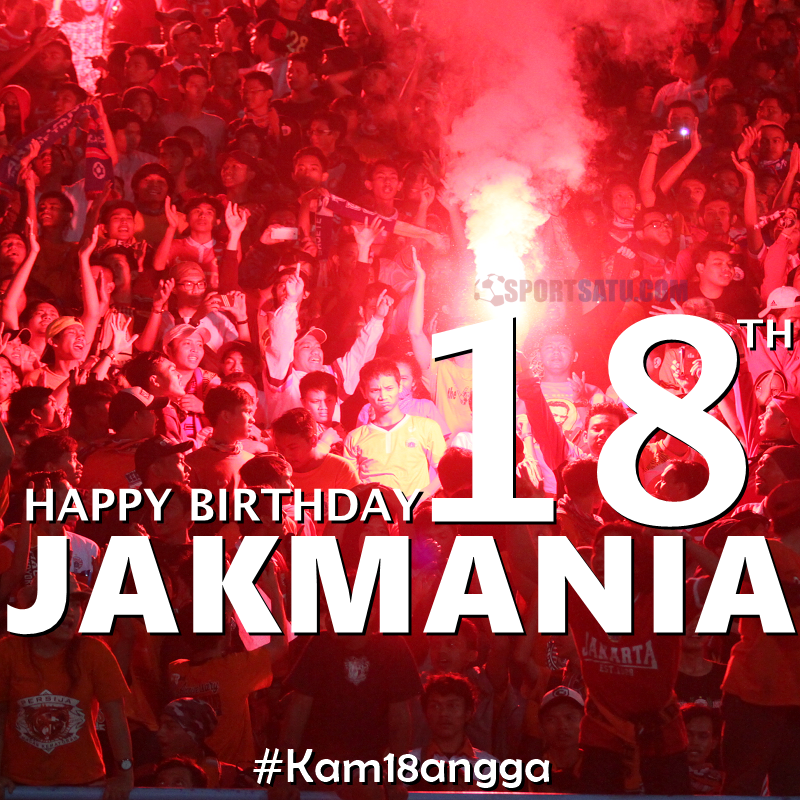 Selamat ulang tahun Jakmania yang ke-18, semoga makin solid dan terus berjaya ! #Kam18angga <a href="/JakOnline/">JakOnline Official</a>