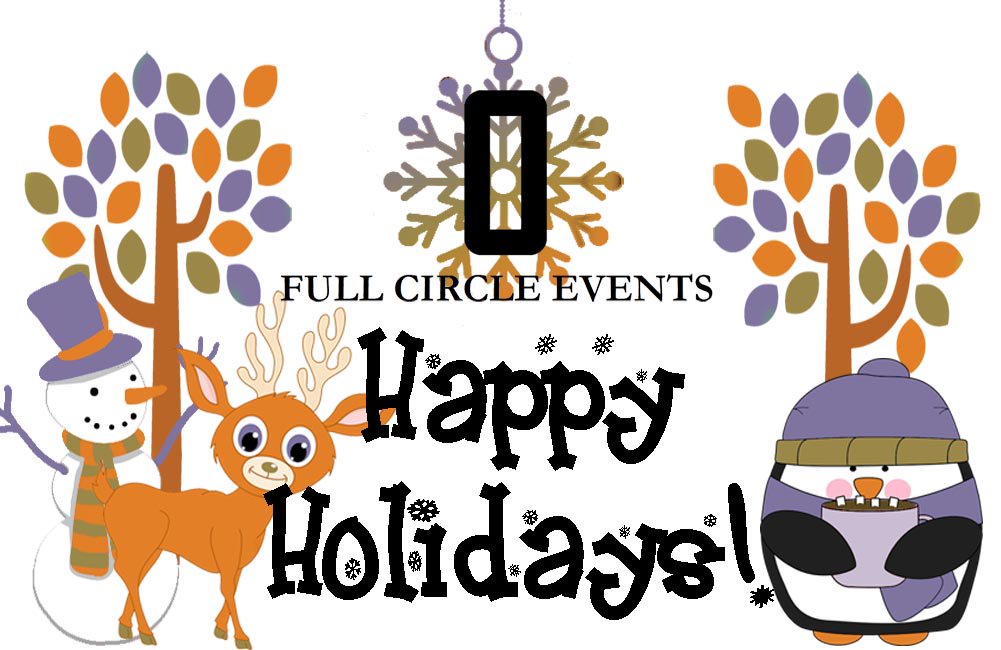 FullCircleEvent's tweet image. Our office is closed for a couple of weeks - but reach Katie (PST) or Sally (EST) by cell or either by email.
