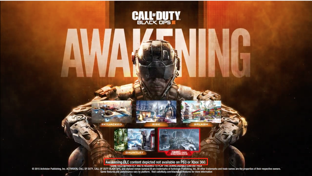 charlieINTEL's tweet photo. NEWS: Black Ops 3 Awakening DLC will not be available on PS3 or Xbox 360 https://t.co/DykWNSVrrY https://t.co/5mvP1Ia06y