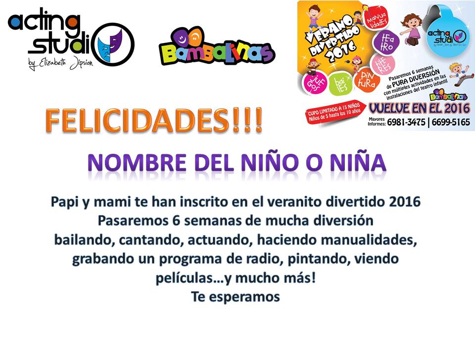 BambalinasPty's tweet photo. Este año regale a sus niños diversión y cultura. Acting Studio te ofrece certificados de regalo  Mas info 6981-3475. https://t.co/wLvkYdtPHt