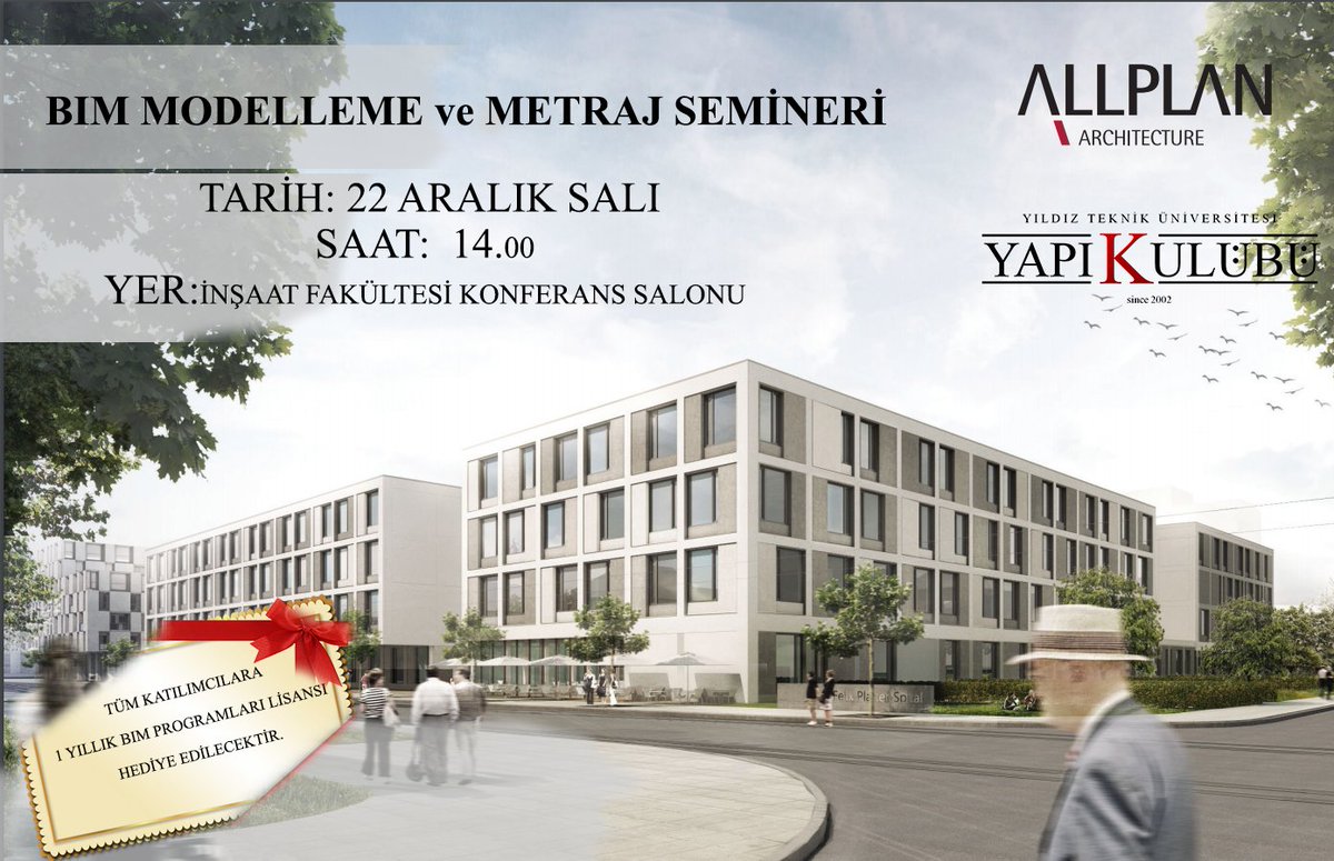 ytuyapikulubu's tweet photo. 22 Aralık Salı günü saat 14.00 da İnşaat Fakültesi Konferans Salonu'na hepinizi bekliyoruz! #BIM #allplanbim https://t.co/tP1wwUytuC