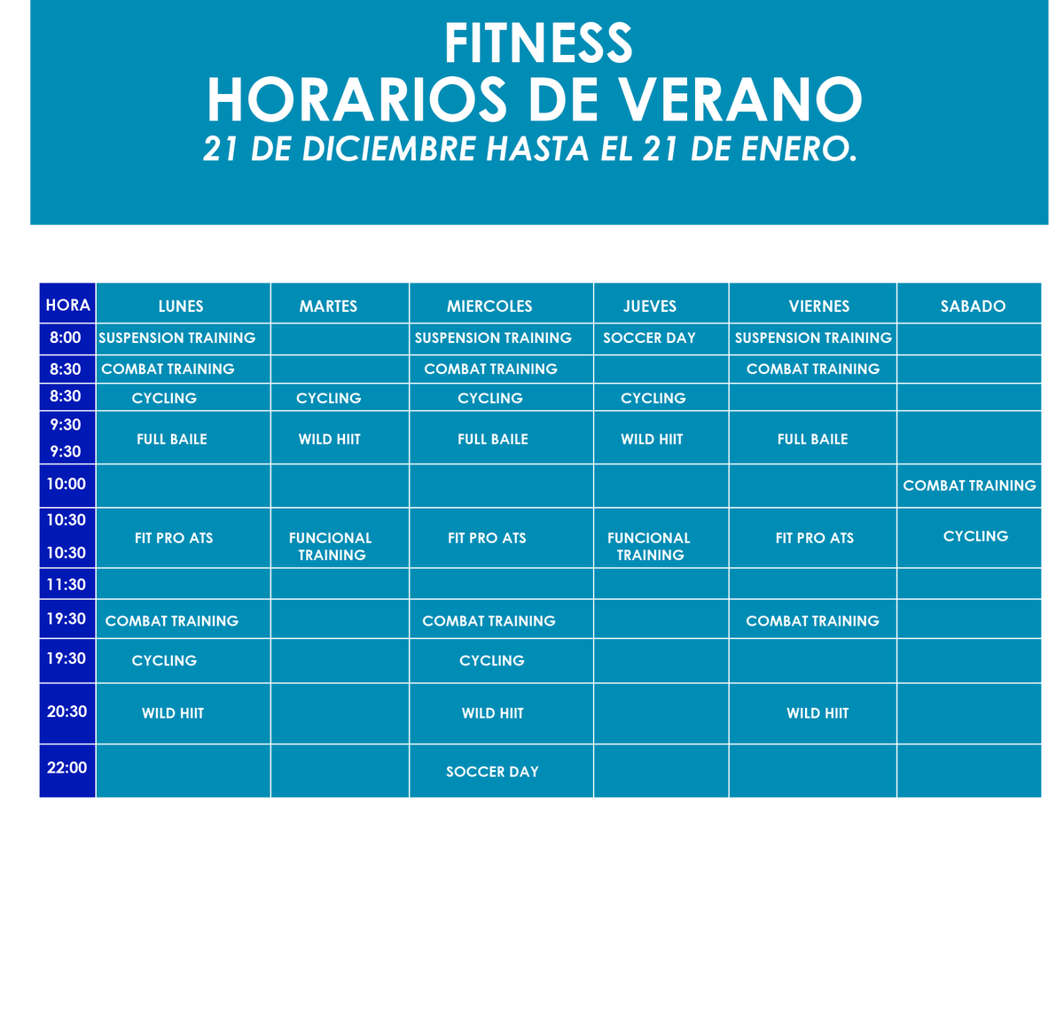 Club_Chicureo's tweet photo. NUEVO HORARIO VERANO FITNESS del 21 dic al 21 de Enero https://t.co/Z4hY6AHs94