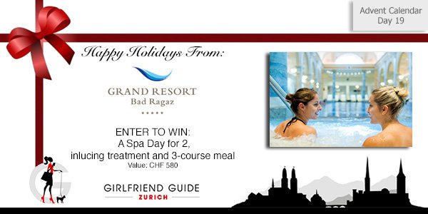 Zuri_Girl's tweet photo. Retweet to Enter! Advent Calendar Gift #19,  Spa Day at Grand Resort Bad Ragaz. https://t.co/9efivNiK5x https://t.co/T3P00BHiJD