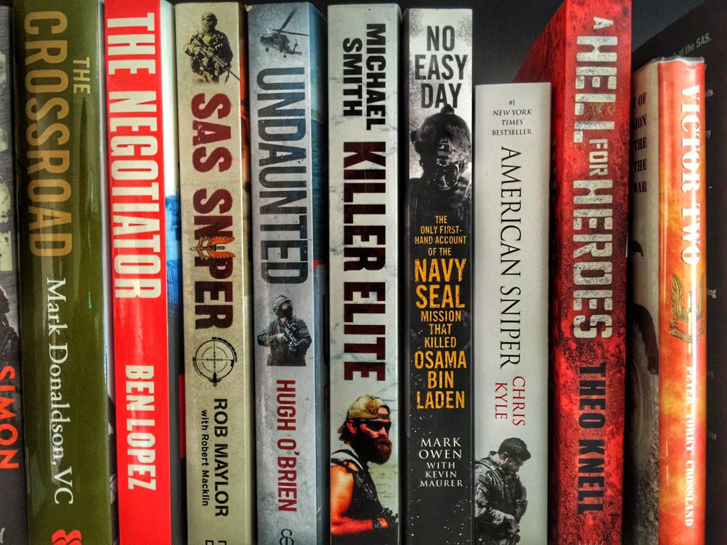 PaulEdRobinson's tweet photo. Top notch collection @RobMaylor @ChrisKyleFrog #BenLopez #HughOBrien #MarkOwen #TheoKnell #topreading #book https://t.co/Xj3jZOAH7R