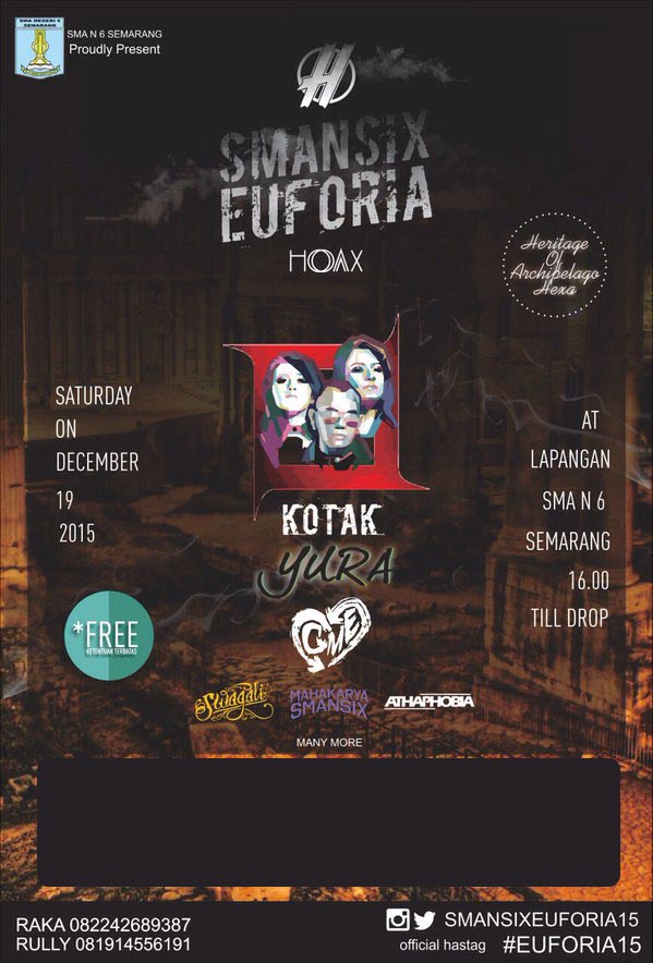 yurayunita's tweet photo. Hai Semarang! Malam ini kita bertatap di @smansixeuforia yaa, acaranya teman-teman dari SMAN 6 Semarang π #EUFORIA15 https://t.co/YAfsa3HJeC