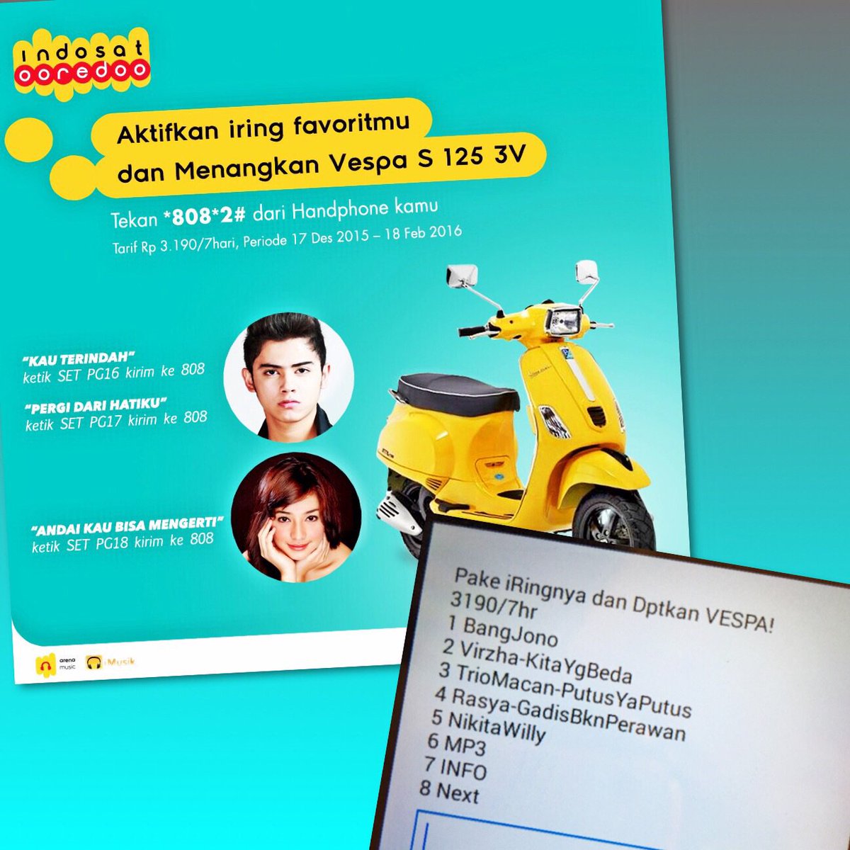 port_btc's tweet photo. MAU VESPA dr iRing @IndosatOoredoo
Tekan *808*2# / ketik PG18 ke 808
@nikitawilly_24 layer 1 Loh
#VespaBaruTahunBaru https://t.co/ZISNAVruOK