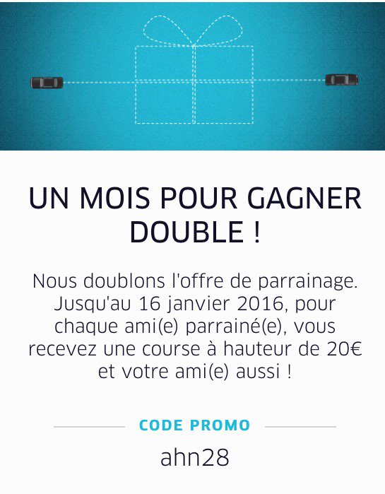 SarahMissaoui1's tweet image. 🎁🎁🎁 #codeuber #code #uber #france #paris