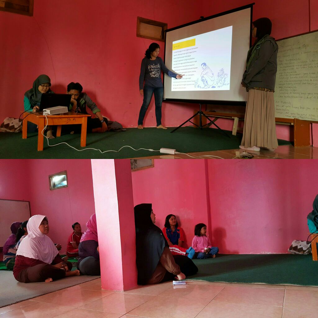 [Pengmas Akbar KMIL] pagi ini masa melakukan sosialisasi tentangkandungan air tercemar yg ada di dusun Rancakendal..