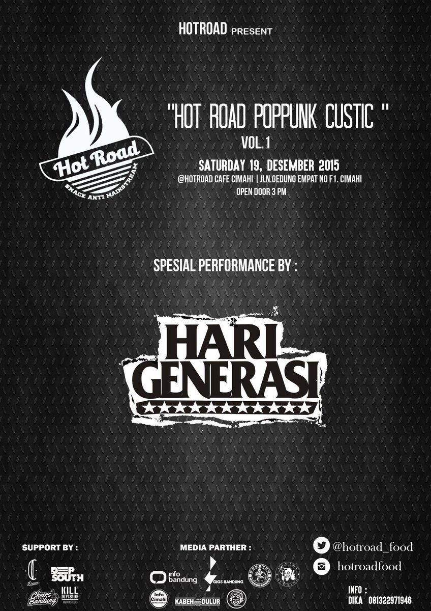 line up #hotroadpoppunkcustic Vol .1 <a href="/HARIGENERASI/">LINE @harigenerasi</a> cek nih buat ngapalin lagu2 mereka reverbnation.com/HARIGENERASI