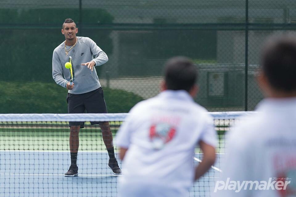 playmaker_sg's tweet photo. Marcelo Melo and Nick Kyrgios coaching the children at the Junior Slammers Clinic #iptl2 #tennisclinic https://t.co/WdiG63imYa