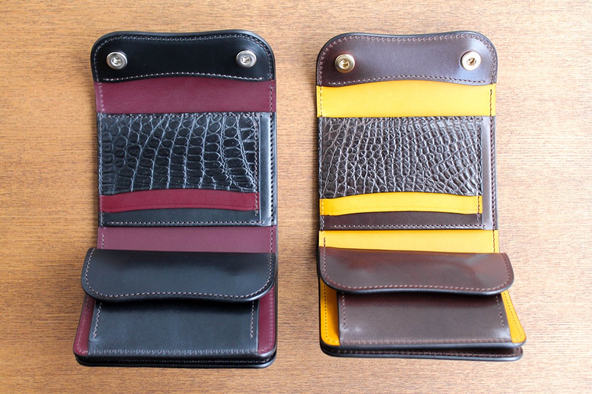 Wildswans On Twitter 続き 続きましてwildswans の3つ折り財布 Eno イーノ こちらの外装はサドルプルアップと定番と同様ですが 内装にクロコダイルとパターンオーダーでもおなじみのイタリアの皮革ブッテーロで華やかに仕上げております 続きます Https T