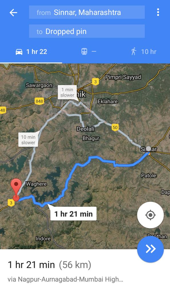 Avoid This Route..
Sinner to Nashik Mumbai Highway ( Ghoti Budruk Toll Naka )

60% Off Roading..