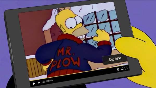 Adweek's tweet image. Homer Simpson buys YouTube ads for his small business, Mr. Plow: adweek.it/1Qv9Fup