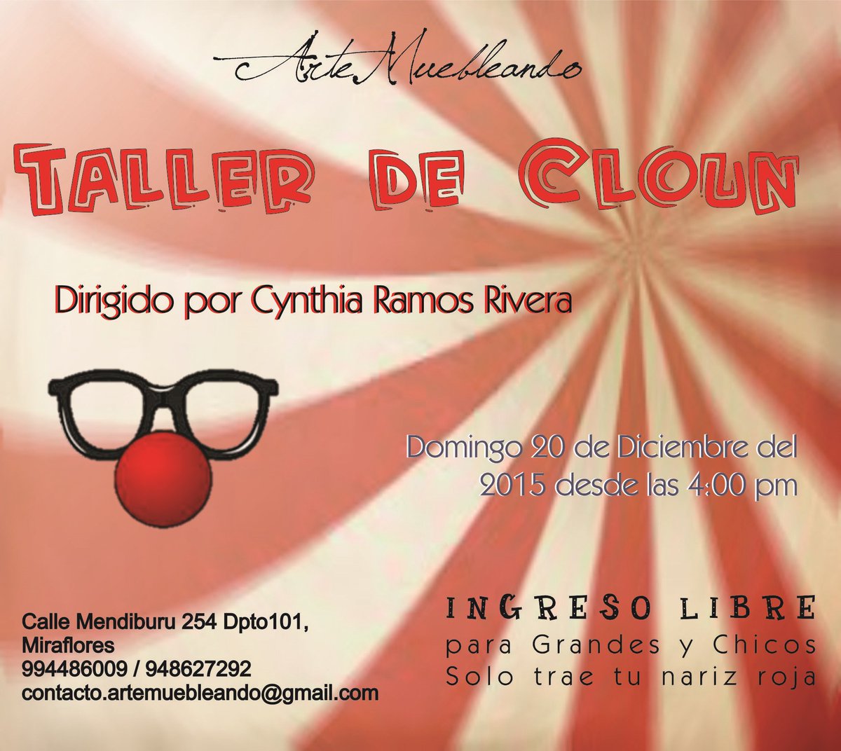 ArteMuebleando's tweet photo. Taller de Claun #Gratis en @ArteMuebleando  este domingo 20 de dic! https://t.co/IL6M3lmQaG