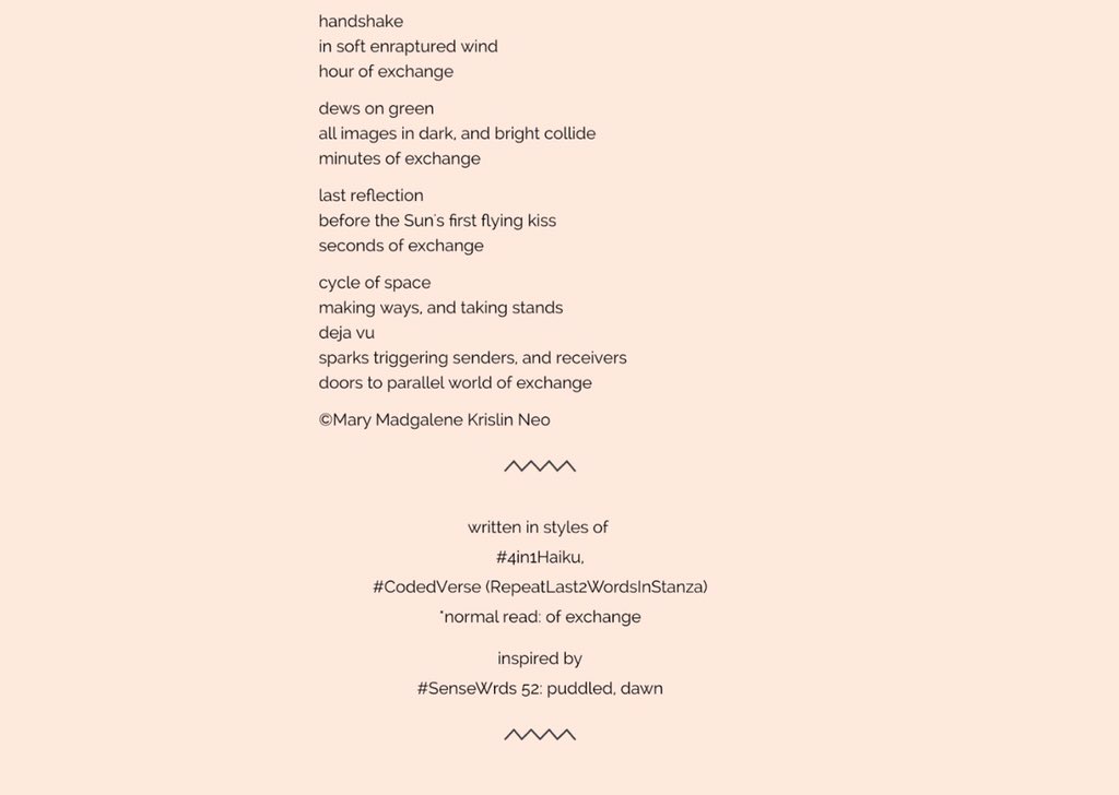 DestinyInfin's tweet photo. #SenseWrds 52
#PoetryStyle
#4in1Haiku
#CodedVerse (RepeatLast2WordsInStanza)
#poem https://t.co/I2mmhlqB5l
