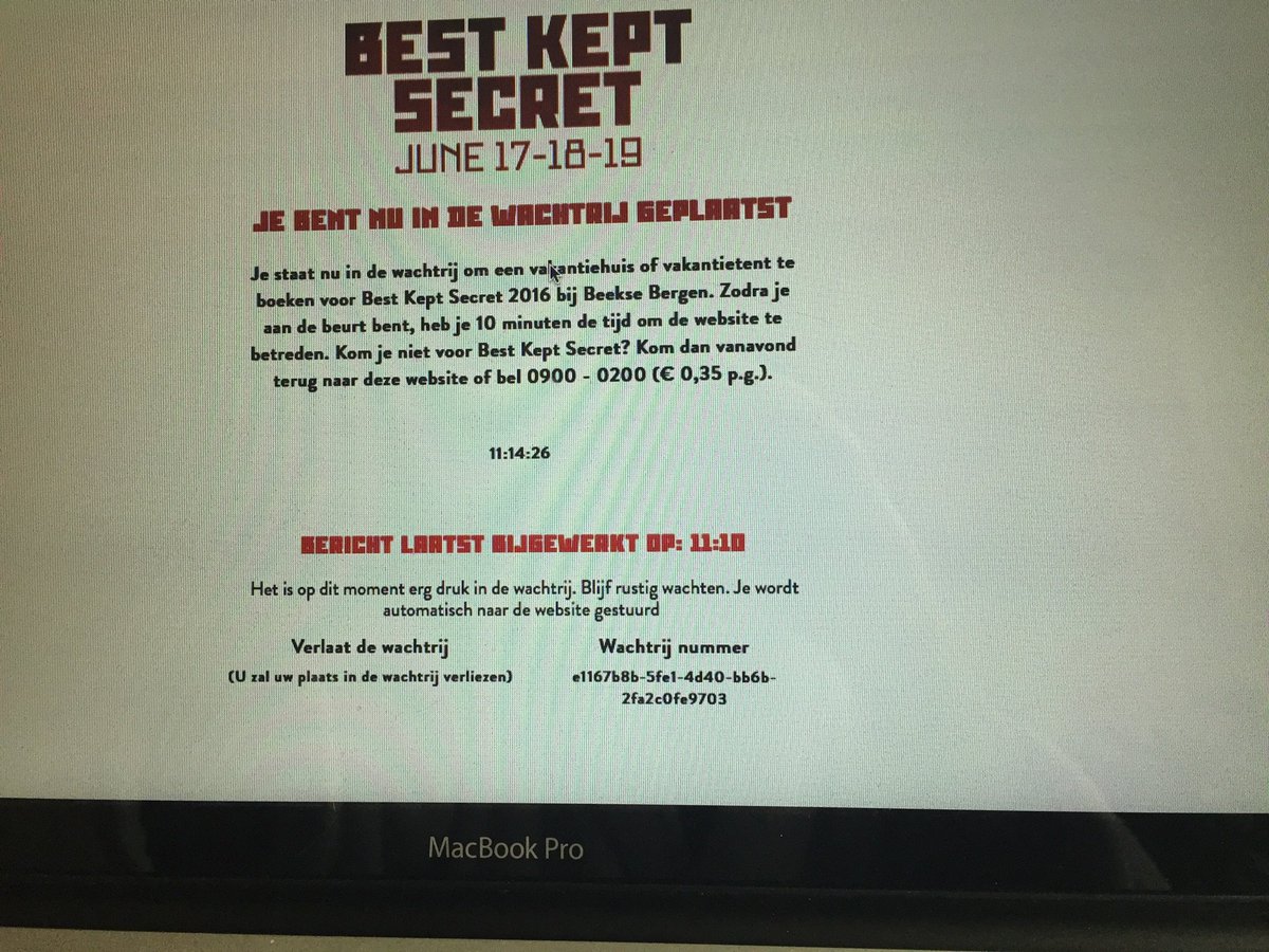 De kaarten voor @bks16 zijn binnen.... Alleen de accommodatie wil nog niet erg vlotten