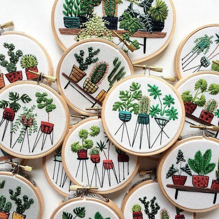 SianZengStudio's tweet photo. Embroidery with a modern twist. ๐ ๐ต the work of Sarah Benning.#cactusembroidery #succulents #cactus https://t.co/7C0TL1ltFz